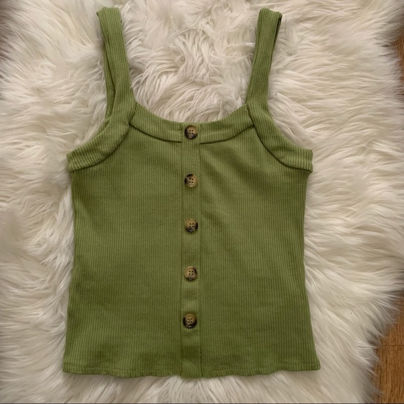 & Other Stories Tops - & Other Stories Green Ribbed front buttons top 4